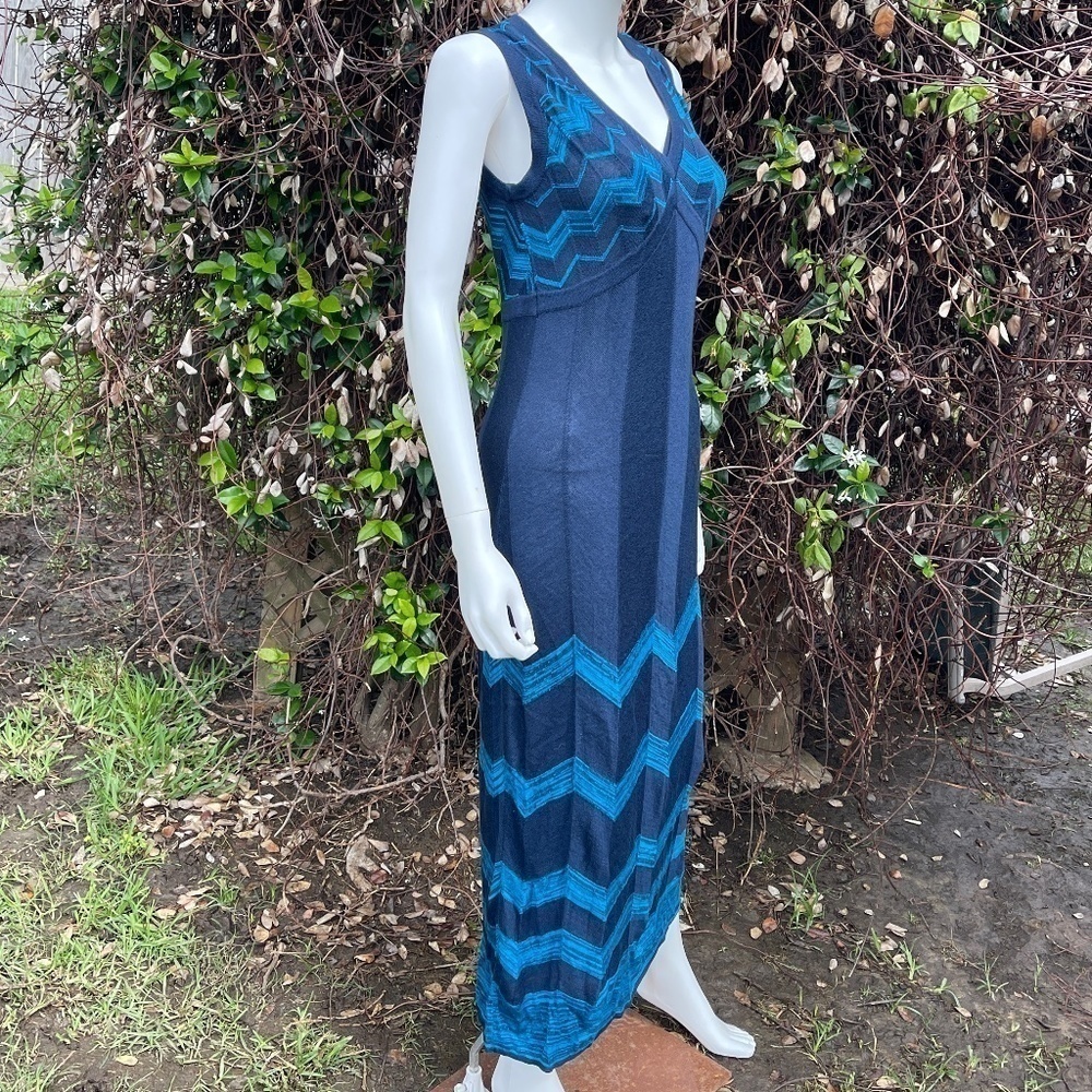 Missoni For Target Chevron Navy Blue V Neck Maxi Dress - Picture 3 of 10